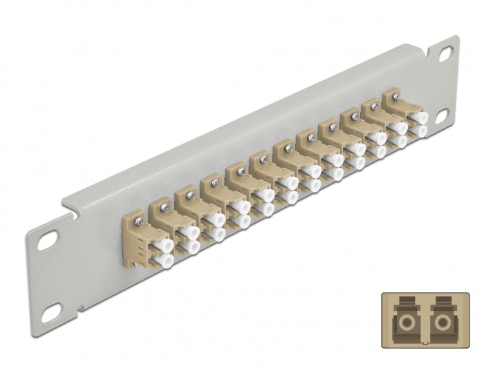 Delock 66788 10" LC Duplex 1U 12 portos szürke-bézs üvegszálas patch panel