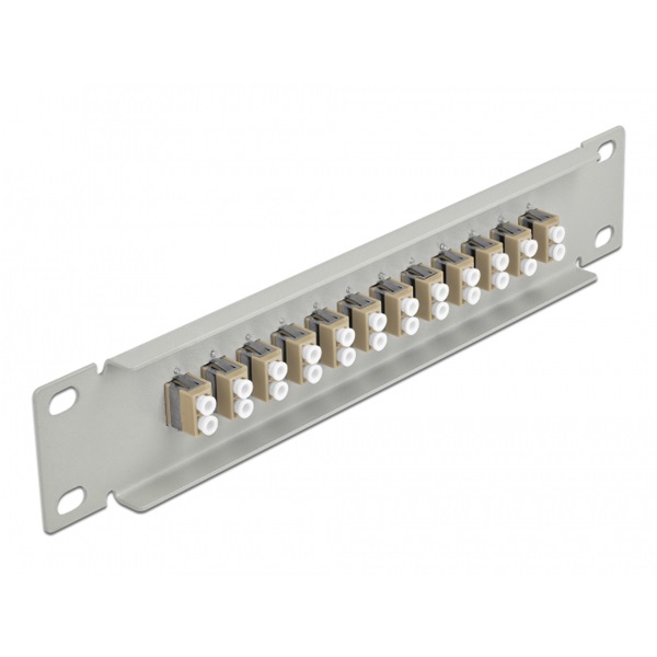 Delock 66788 10" LC Duplex 1U 12 portos szürke-bézs üvegszálas patch panel