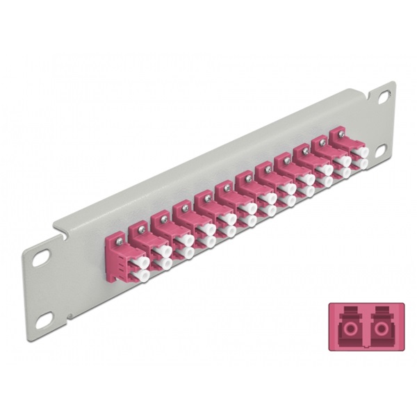 Delock 66790 10" LC Duplex 1U 12 portos szürke-ibolya üvegszálas patch panel