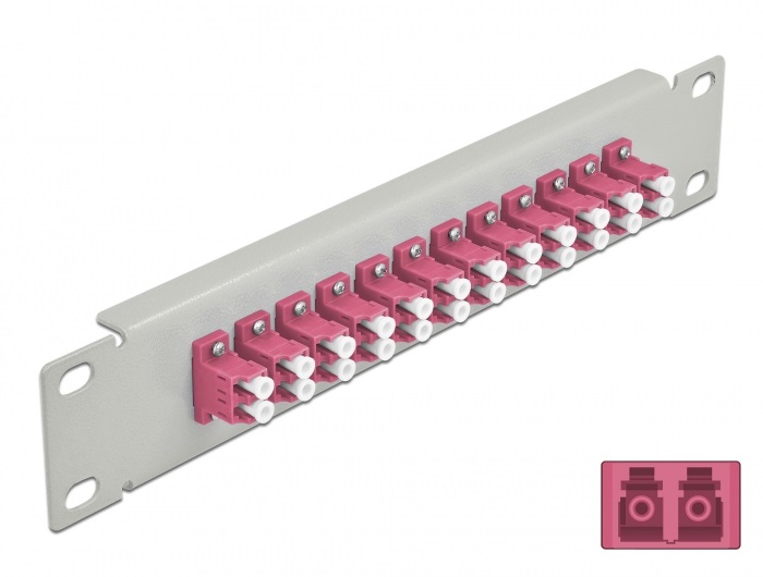 Delock 66790 10" LC Duplex 1U 12 portos szürke-ibolya üvegszálas patch panel