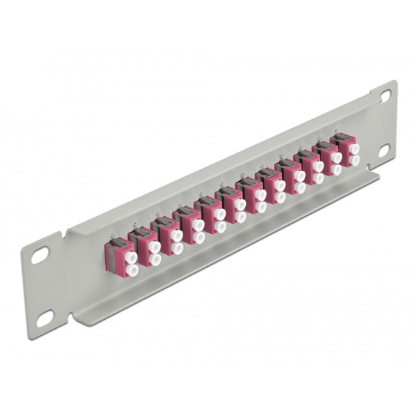 Delock 66790 10" LC Duplex 1U 12 portos szürke-ibolya üvegszálas patch panel