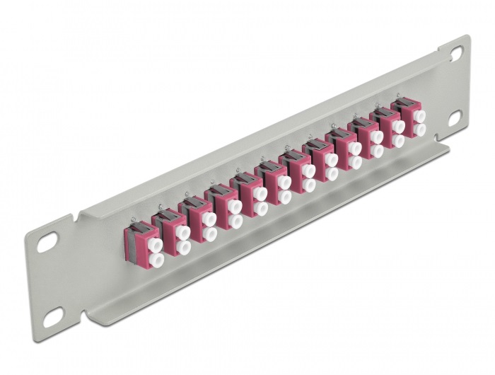 Delock 66790 10" LC Duplex 1U 12 portos szürke-ibolya üvegszálas patch panel