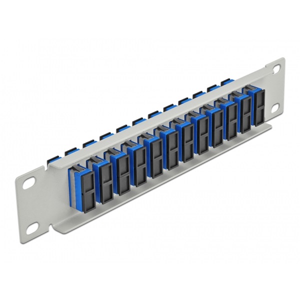 Delock 66791 10" SC Duplex 1U 12 portos szürke-kék üvegszálas patch panel