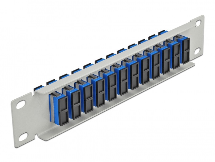 Delock 66791 10" SC Duplex 1U 12 portos szürke-kék üvegszálas patch panel