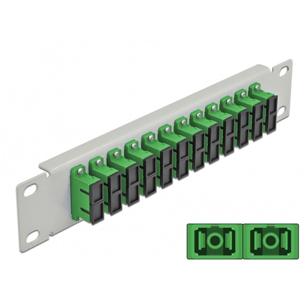 Delock 66792 10" SC Duplex 1U 12 portos szürke-zöld üvegszálas patch panel