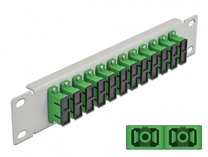 Delock 66792 10" SC Duplex 1U 12 portos szürke-zöld üvegszálas patch panel