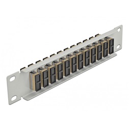 Delock 66793 10" SC Duplex 1U 12 portos szürke-bézs üvegszálas patch panel