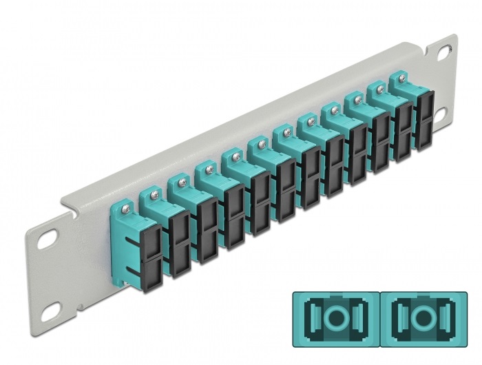 Delock 66794 10" SC Duplex 1U 12 portos szürke-vízkék üvegszálas patch panel
