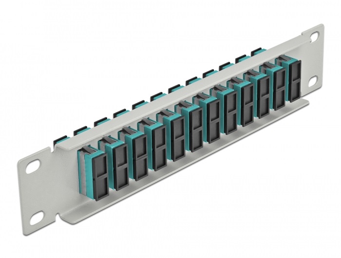 Delock 66794 10" SC Duplex 1U 12 portos szürke-vízkék üvegszálas patch panel