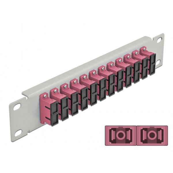 Delock 66795 10" SC Duplex 1U 12 portos szürke-ibolya üvegszálas patch panel