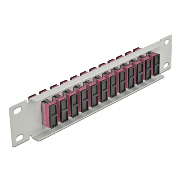 Delock 66795 10" SC Duplex 1U 12 portos szürke-ibolya üvegszálas patch panel