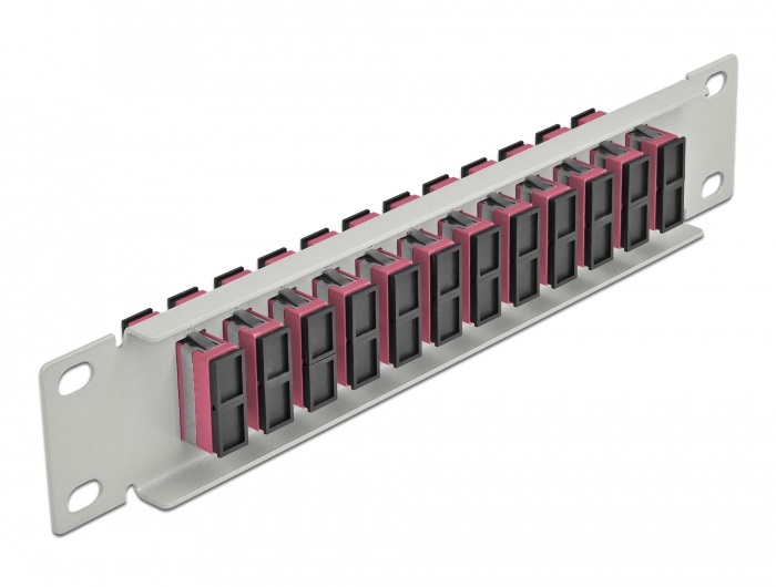 Delock 66795 10" SC Duplex 1U 12 portos szürke-ibolya üvegszálas patch panel