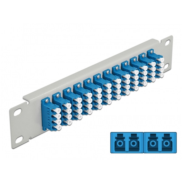 Delock 66796 10" LC Quad 1U 12 portos szürke-kék üvegszálas patch panel