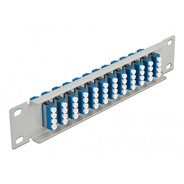 Delock 66796 10" LC Quad 1U 12 portos szürke-kék üvegszálas patch panel