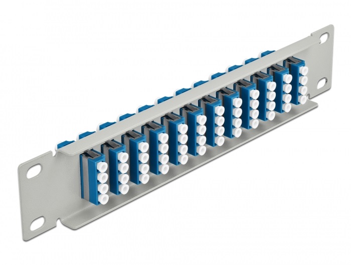 Delock 66796 10" LC Quad 1U 12 portos szürke-kék üvegszálas patch panel
