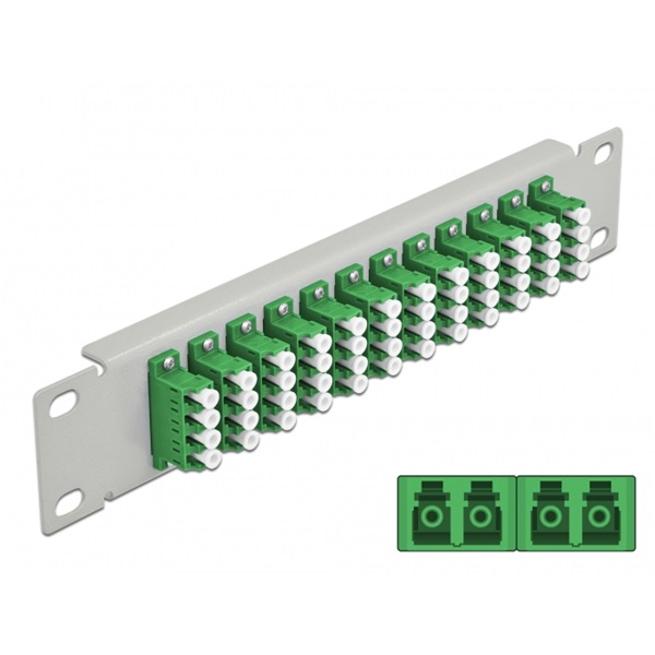 Delock 66797 10" LC Quad 1U 12 portos szürke-zöld üvegszálas patch panel