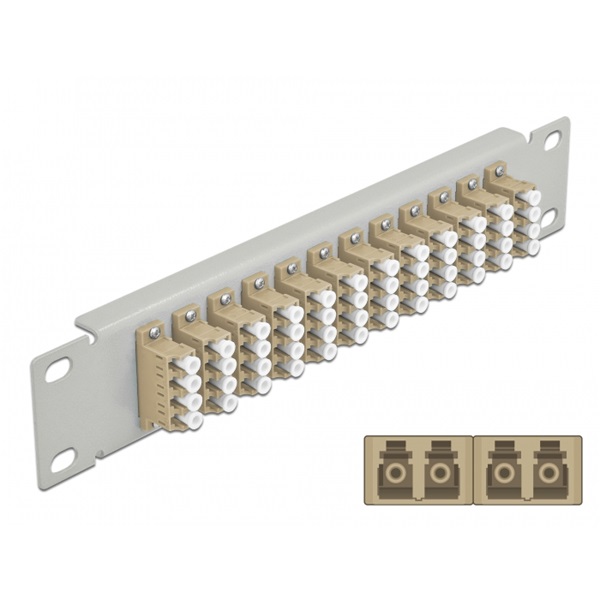 Delock 66798 10" LC Quad 1U 12 portos szürke-bézs üvegszálas patch panel