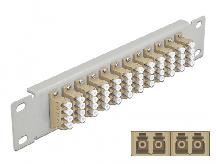Delock 66798 10" LC Quad 1U 12 portos szürke-bézs üvegszálas patch panel