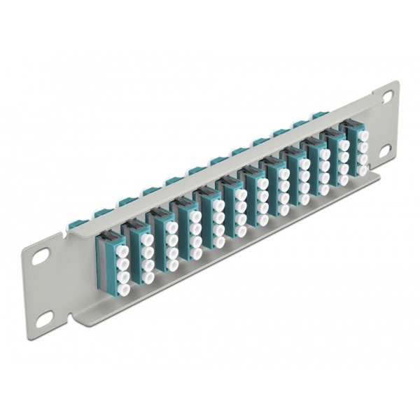 Delock 66799 10" LC Quad 1U 12 portos szürke-vízkék üvegszálas patch panel