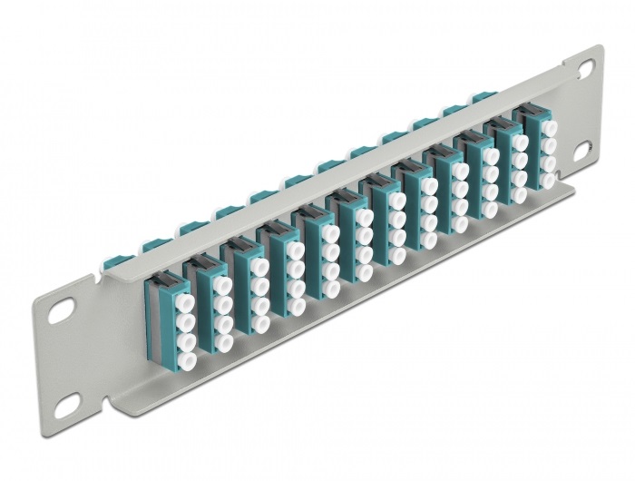Delock 66799 10" LC Quad 1U 12 portos szürke-vízkék üvegszálas patch panel