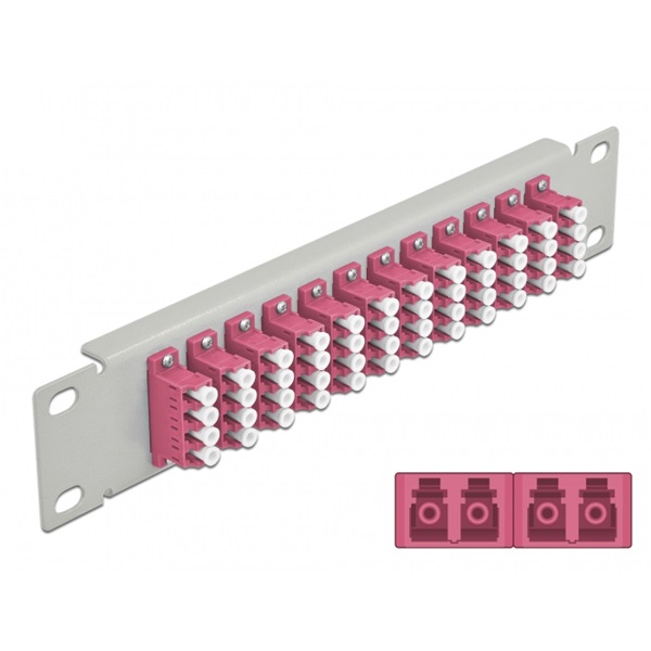 Delock 66800 10" LC Quad 1U 12 portos szürke-ibolya üvegszálas patch panel