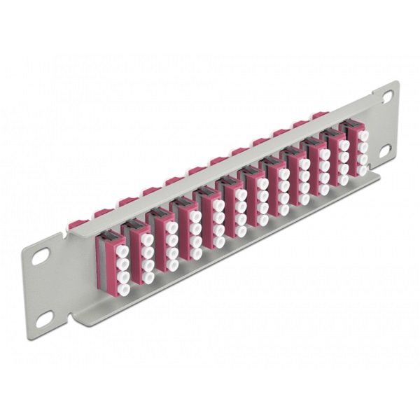 Delock 66800 10" LC Quad 1U 12 portos szürke-ibolya üvegszálas patch panel
