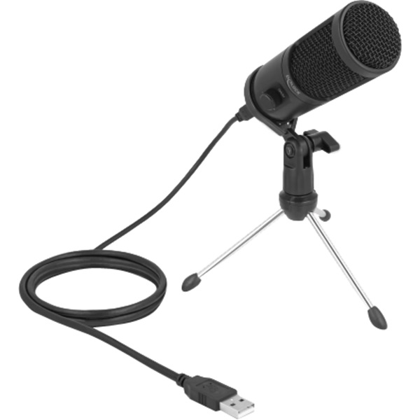 Delock 66832 USB-s kondenzátor mikrofon állvánnyal személyi számítógéphez és laptophoz, 24 Bit / 192 kHz