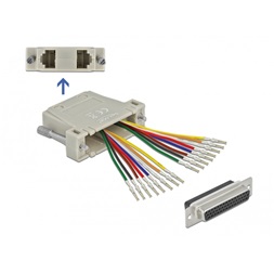 Delock 66836 D-Sub HD 44 tűs krimp anya - 2xRJ45 anya szerelhető csatlakozó