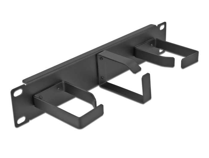 Delock 66847 10" 1U 2db horizontális + 1db vertikális hurokkal ellátott kábelkezelő menetpanel