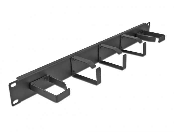 Delock 66848 19" 1U 2db horizontális + 3db vertikális hurokkal ellátott kábelkezelő menetpanel