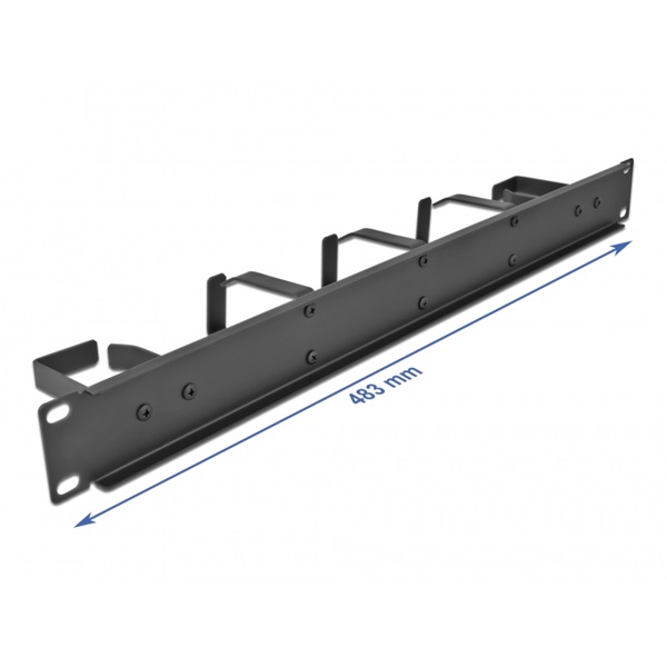 Delock 66848 19" 1U 2db horizontális + 3db vertikális hurokkal ellátott kábelkezelő menetpanel