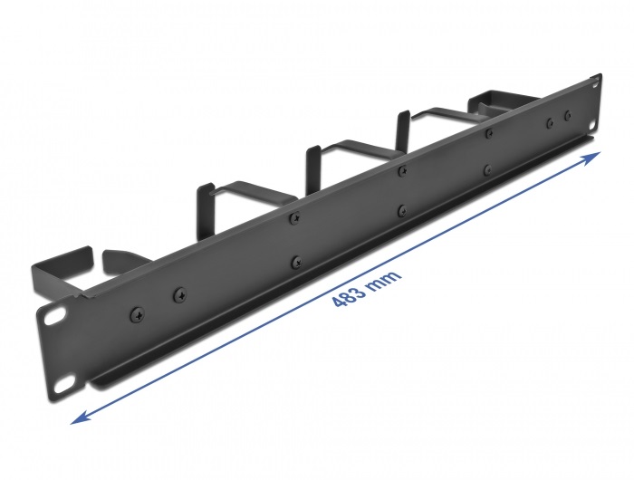 Delock 66848 19" 1U 2db horizontális + 3db vertikális hurokkal ellátott kábelkezelő menetpanel