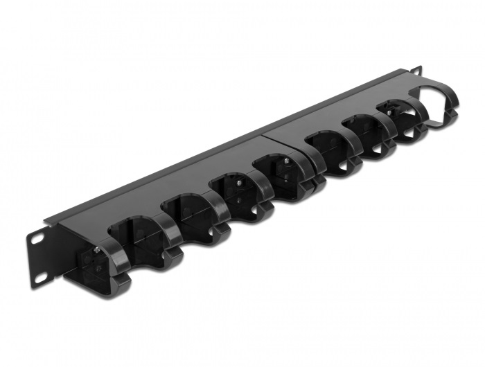 Delock 66849 19" 1U 10 menetes zárt fekete kábelrendező menetpanel