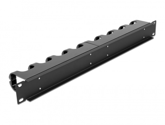 Delock 66849 19" 1U 10 menetes zárt fekete kábelrendező menetpanel