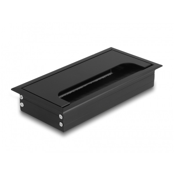 Delock 66856 160x80x28mm asztalba szerelhető kefés fekete kábelrendező