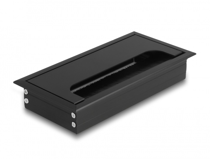 Delock 66856 160x80x28mm asztalba szerelhető kefés fekete kábelrendező
