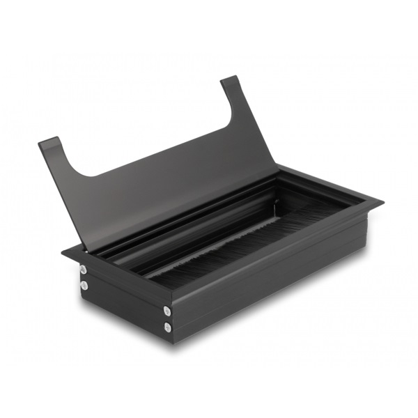 Delock 66856 160x80x28mm asztalba szerelhető kefés fekete kábelrendező