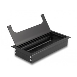 Delock 66856 160x80x28mm asztalba szerelhető kefés fekete kábelrendező