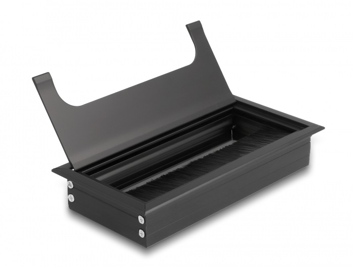Delock 66856 160x80x28mm asztalba szerelhető kefés fekete kábelrendező