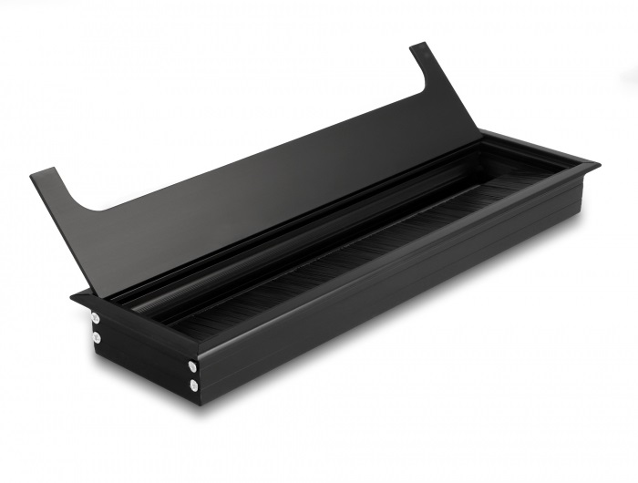 Delock 66857 280x80x28mm asztalba szerelhető kefés fekete kábelrendező