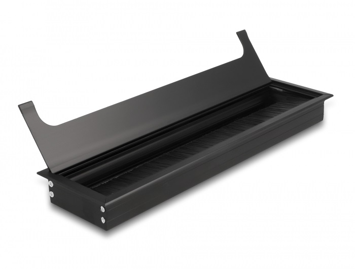 Delock 66858 300x80x28mm asztalba szerelhető kefés fekete kábelrendező