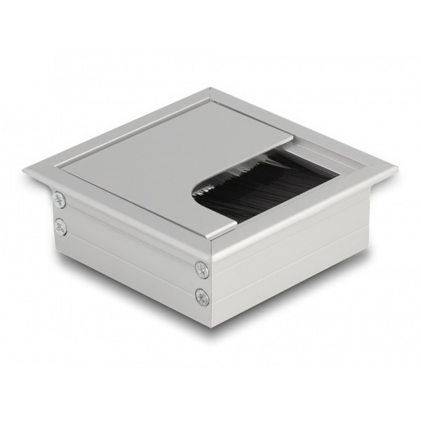 Delock 66860 80x80x28mm asztalba szerelhető kefés ezüst kábelrendező