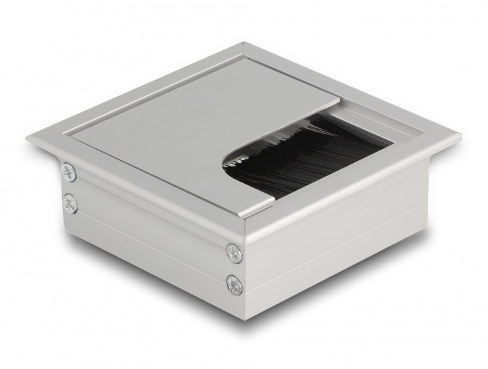 Delock 66860 80x80x28mm asztalba szerelhető kefés ezüst kábelrendező