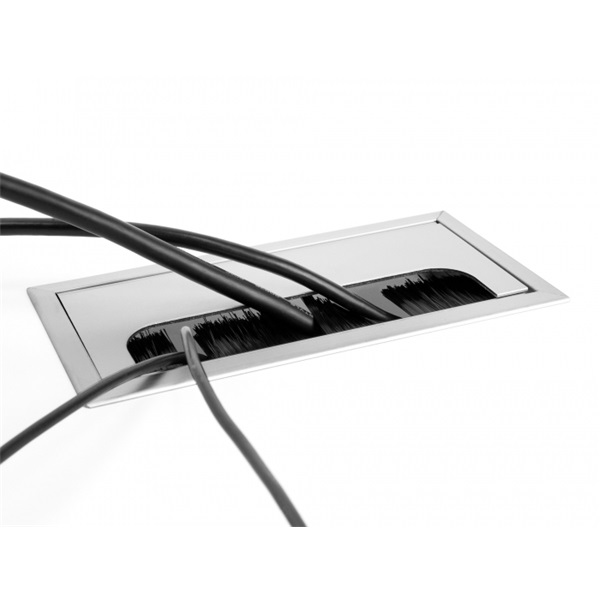 Delock 66860 80x80x28mm asztalba szerelhető kefés ezüst kábelrendező