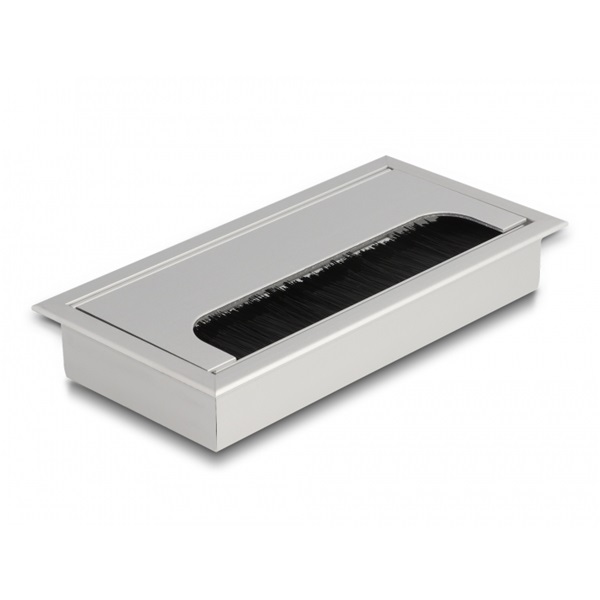 Delock 66861 160x80x28mm asztalba szerelhető kefés ezüst kábelrendező