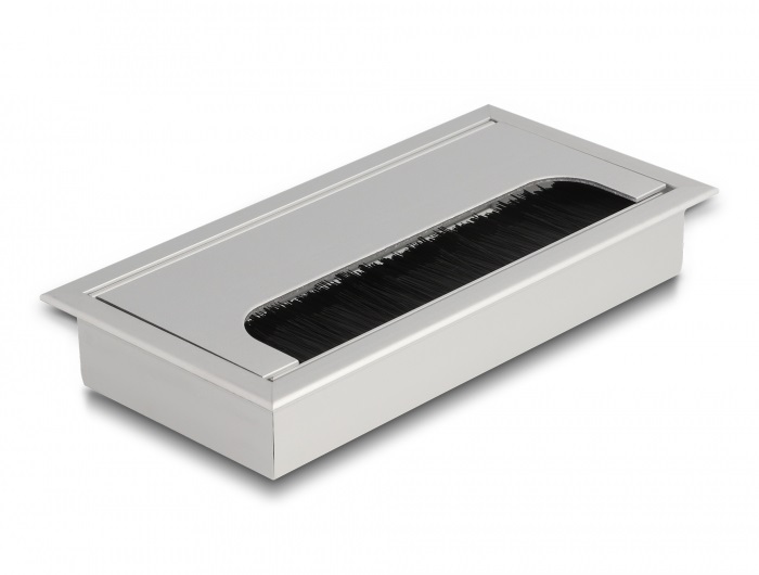 Delock 66861 160x80x28mm asztalba szerelhető kefés ezüst kábelrendező