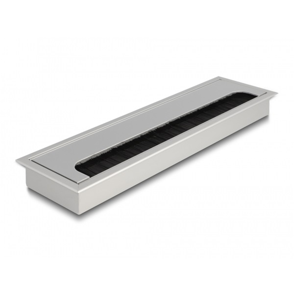 Delock 66862 280x80x28mm asztalba szerelhető kefés ezüst kábelrendező