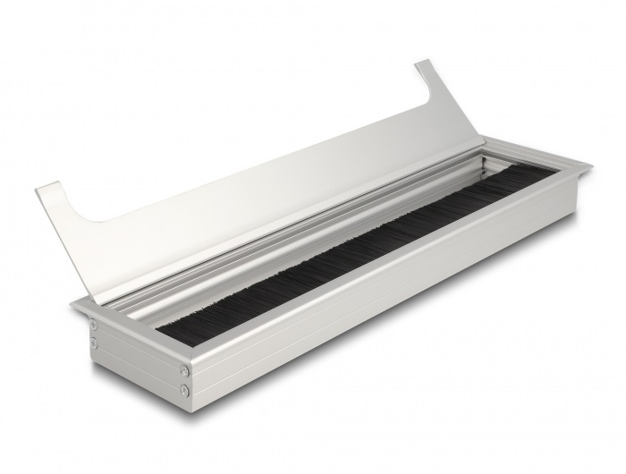 Delock 66863 300x80x28mm asztalba szerelhető kefés ezüst kábelrendező