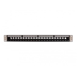 Delock 66865 19" 24 portos Keystone terhelésmentesítős fekete patch panel