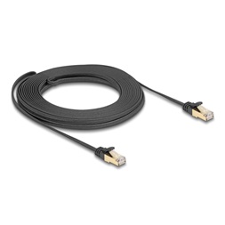 Delock 80330 RJ45 lapos hálózati kábel fonott borítással Cat.6A U/FTP apa - apa 10 m fekete